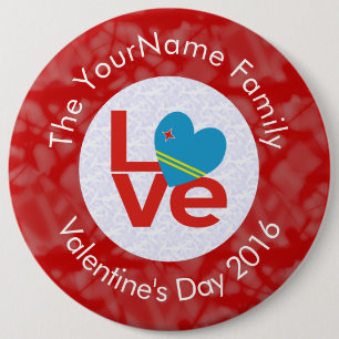Badge Rond 15,2 Cm Drapeau arubéen lettres rouges LOVE blanc sur roug