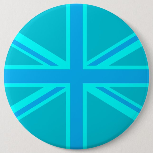Badge Rond 15,2 Cm Drapeau britannique Turquoise Union Jack (Devant)