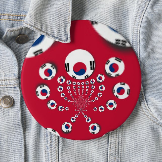 Badge Rond 15,2 Cm Drapeau Corée du Sud Kaleidoscope (En situation)