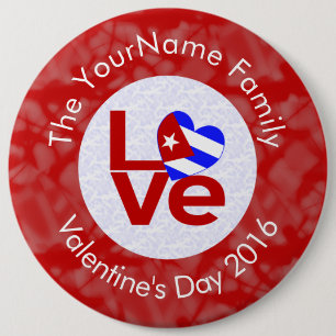 Badge Rond 15,2 Cm Drapeau cubain rouge AMOUR Personnalisé