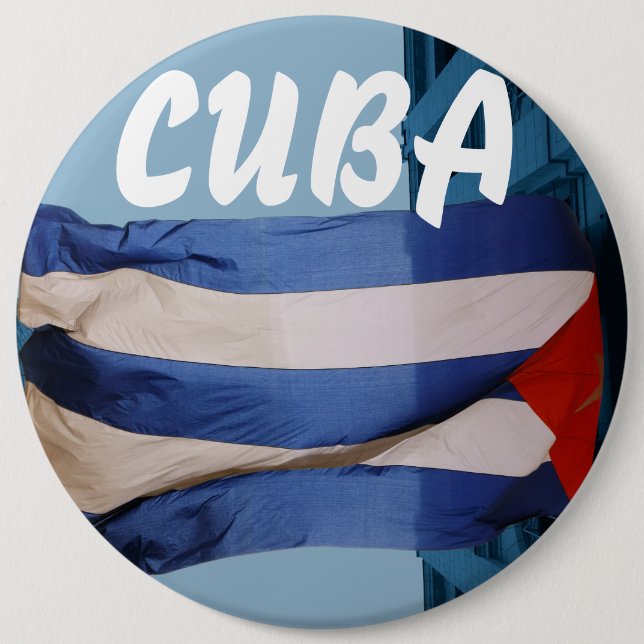 Badge Rond 15,2 Cm Drapeau de Cuba (Devant)