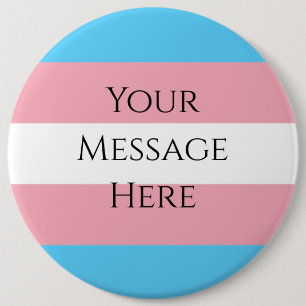 Badge Rond 15,2 Cm Drapeau de la Fierté Transtranchée personnalisable