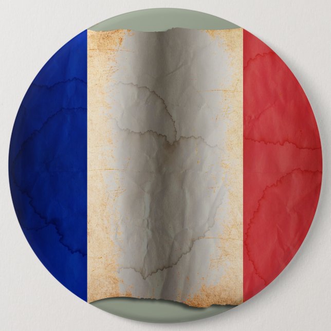 Badge Rond 15,2 Cm Drapeau de la France (Devant)