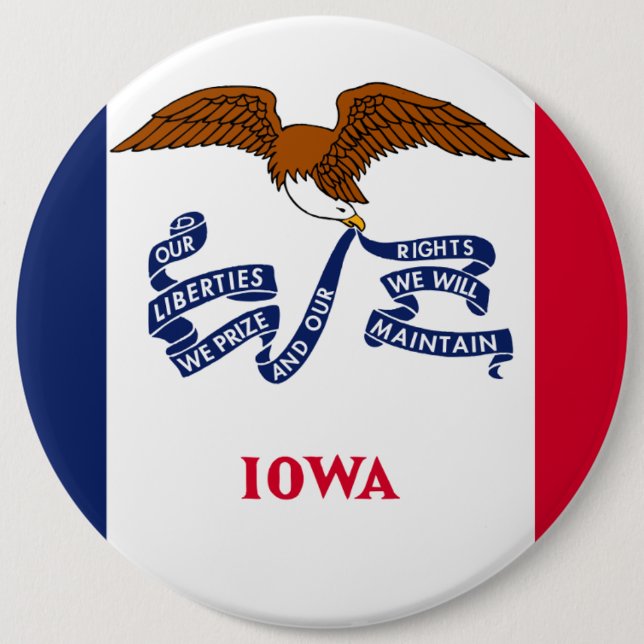 Badge Rond 15,2 Cm Drapeau d'état de l'Iowa (Devant)