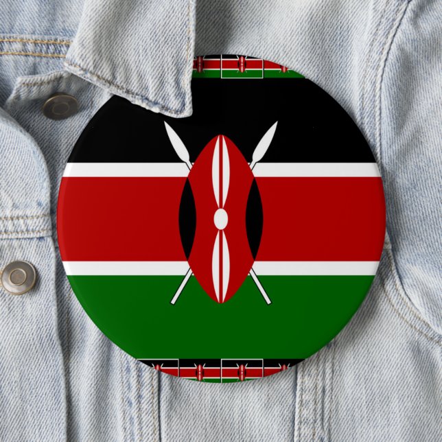 Badge Rond 15,2 Cm Drapeau du Kenya : avec cadre de drapeau miniature (En situation)