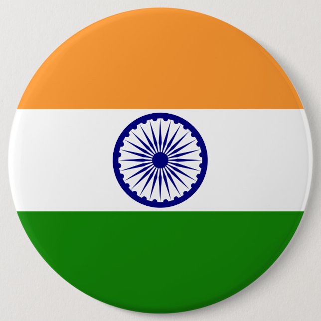 Badge Rond 15,2 Cm Drapeau indien (Devant)