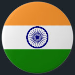 Badge Rond 15,2 Cm Drapeau indien<br><div class="desc">Le drapeau de l'Inde,  avec son safran profond,  blanc et bandes vertes de l'Inde,  et le bleu marine Ashoka Chakra (des 24 roues de rai) au centre,  est l'un des drapeaux les plus reconnaissables au monde.</div>