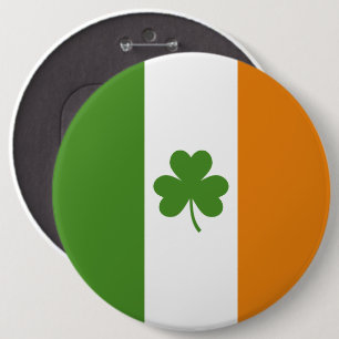 Badge Rond 15,2 Cm Drapeau irlandais de la Saint Patrick avec Shamroc