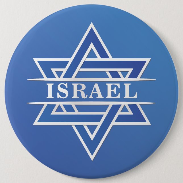Badge Rond 15,2 Cm Drapeau Israël Star De David (Devant)