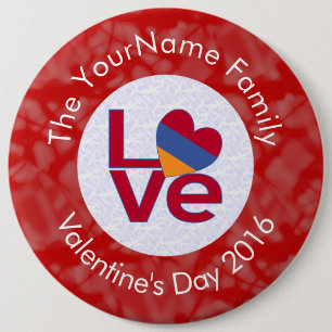 Badge Rond 15,2 Cm Drapeau PERSONNALISÉ amour lettres rouges arménien