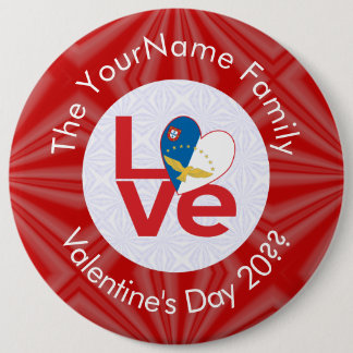 Badge Rond 15,2 Cm Drapeau personnalisé Azores Red LOVE