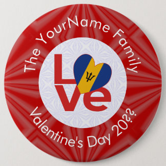 Badge Rond 15,2 Cm Drapeau personnalisé LOVE rouge barbadien