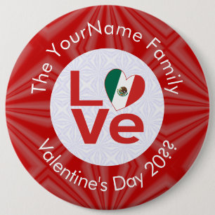 Badge Rond 15,2 Cm Drapeau personnalisé LOVE rouge mexicain