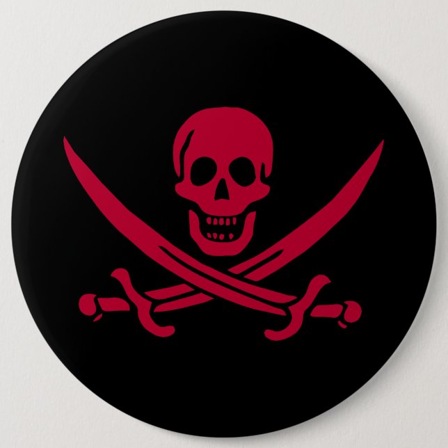 Badge Rond 15,2 Cm Drapeau pirate Crâne et Épées de Calico Jack (Devant)