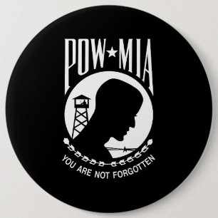 Badge Rond 15,2 Cm Drapeau POW MIA : Soldats disparus de la guerre du