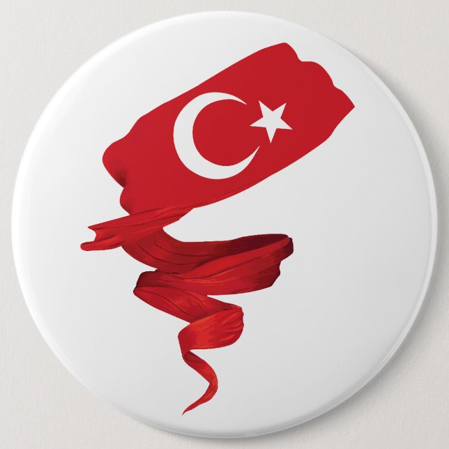 Badge Rond 15,2 Cm Drapeau turc (Devant)