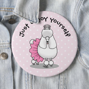 Badge Rond 15,2 Cm Drôle Ballet Ballerina Princess Poodle Dog (blanc)