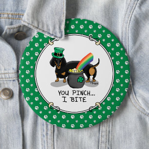 Badge Rond 15,2 Cm Drôle St. Patrick's Day Dachshund (noir & bronzage