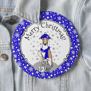 Badge Rond 15,2 Cm Écharpe à neige bleu hiver - Faune et blanc