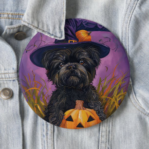 Badge Rond 15,2 Cm Éffrayant Affenpinscher Halloween sorcière et Citr