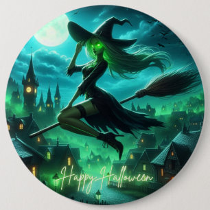 Badge Rond 15,2 Cm Éffrayante verdure Halloween sorcière