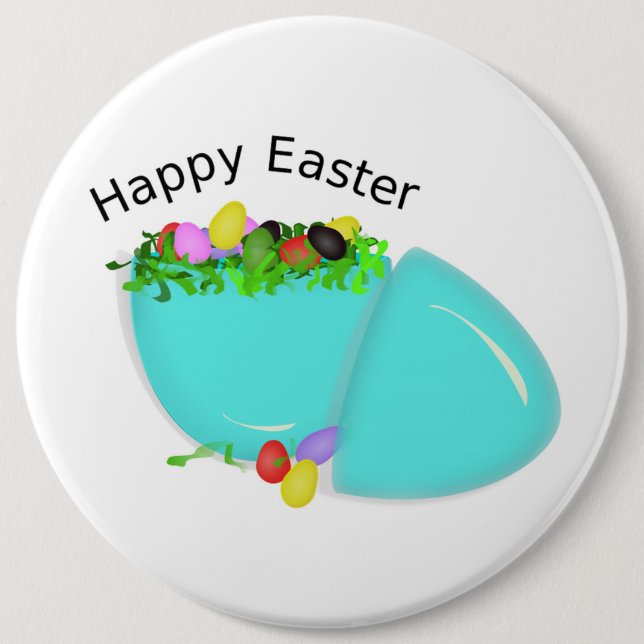 BADGE ROND 15,2 CM EGG "HAPPY EASTER" (Devant)