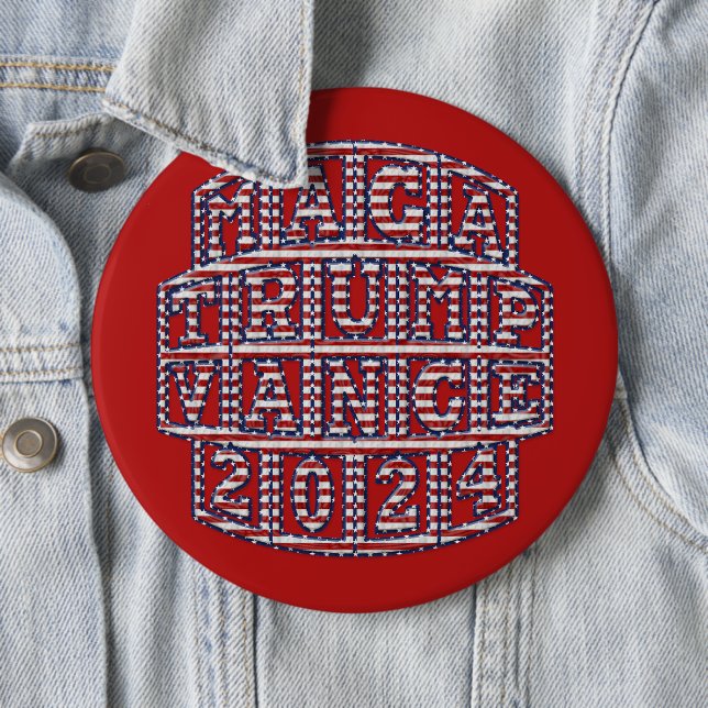 Badge Rond 15,2 Cm Élections présidentielles Trump Vance 2024 (En situation)