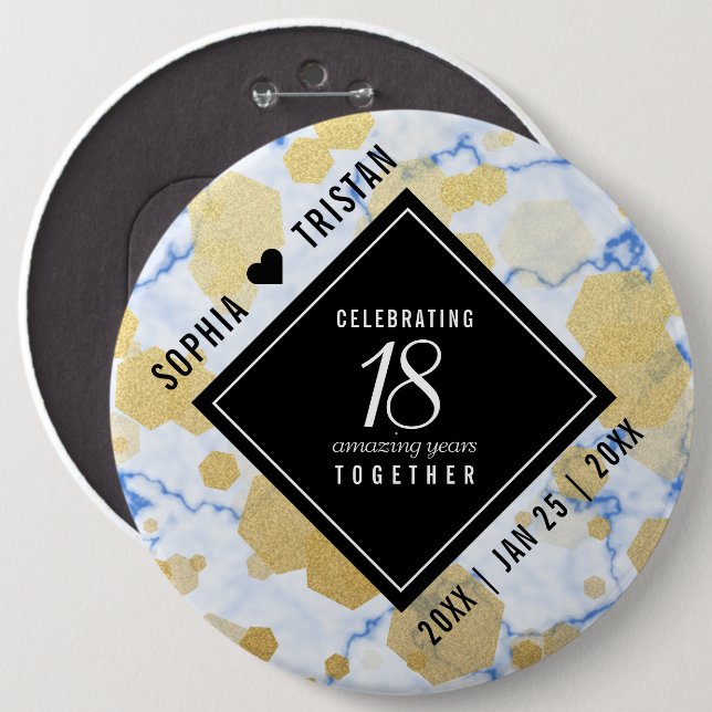 Badge Rond 15,2 Cm Elegant 18th Porcelain Wedding Anniversary (Devant & derrière)