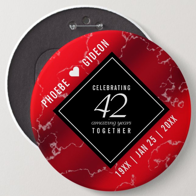 Badge Rond 15,2 Cm Élégant 42e anniversaire du Mariage Jasper (Devant & derrière)