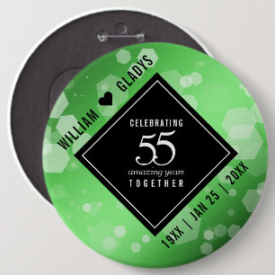 Badge Rond 15,2 Cm Elegant 55th Emerald Wedding Anniversary