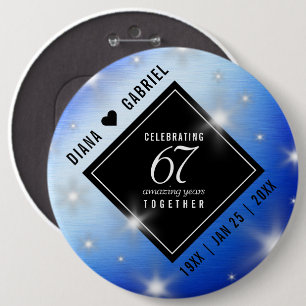 Badge Rond 15,2 Cm Elegant 67th  Star Sapphire Wedding Anniversary