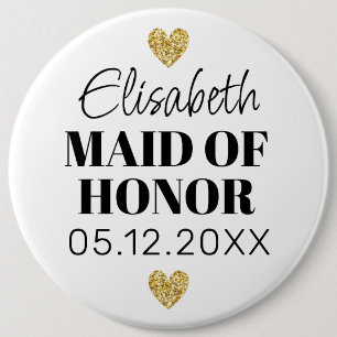 Badge Rond 15,2 Cm Élégant et Simple Pour Demoiselle D'Honneur