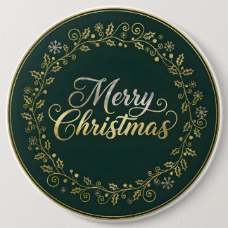 Badge Rond 15,2 Cm Elegant Merry Christmas Wreath