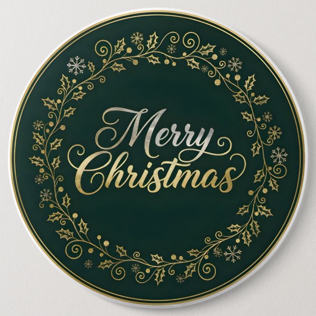 Badge Rond 15,2 Cm Elegant Merry Christmas Wreath (Devant)