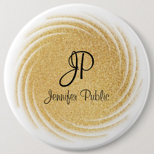 Badge Rond 15,2 Cm Elégant Monogramme Modèle Faux Gold Parties scinti