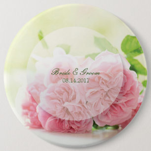 Badge Rond 15,2 Cm Élégant Rose d'été rose Mariage