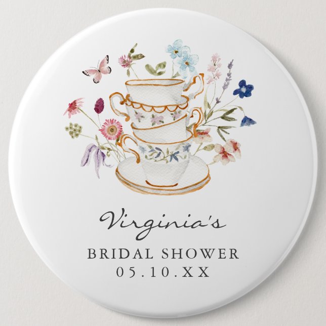 Badge Rond 15,2 Cm Élégant Shower de Mariage (Devant)