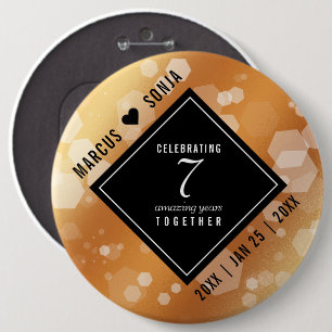 Badge Rond 15,2 Cm Élégante 7ème anniversaire du Mariage de cuivre