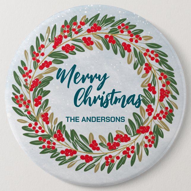 Badge Rond 15,2 Cm Élégante couronne rouge Holly Berries Gold merry X (Devant)
