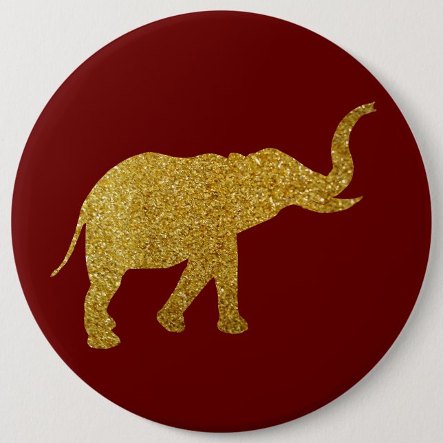 Badge Rond 15,2 Cm Eléphant de trompette d'or (Devant)