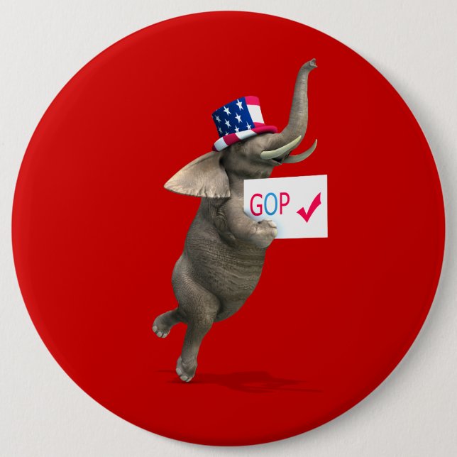 Badge Rond 15,2 Cm Eléphant GOP (Devant)