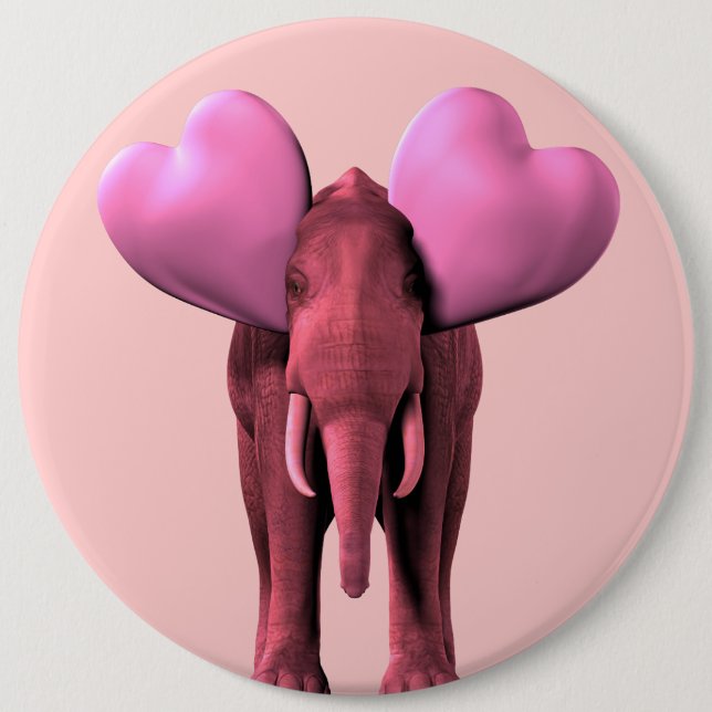Badge Rond 15,2 Cm Eléphant rose romantique (Devant)