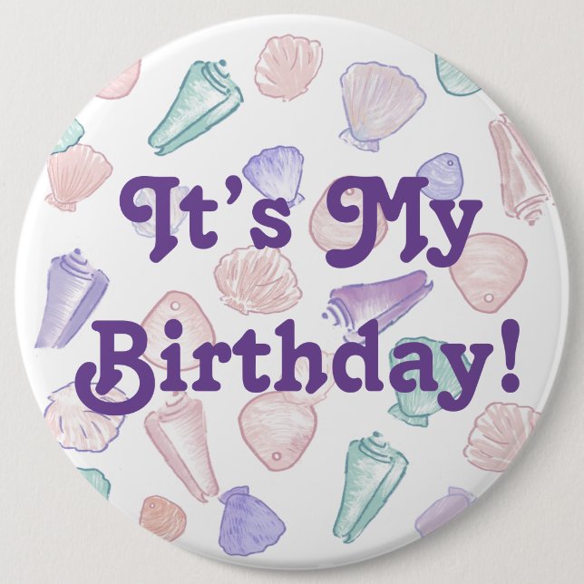 Badge Rond 15,2 Cm Elle Vend Des Coquilles De Mer Anniversaire Fille  (Devant)