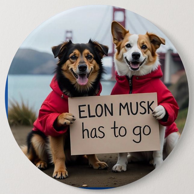 Badge Rond 15,2 Cm Elon Musk doit aller Dog Pin (Devant)