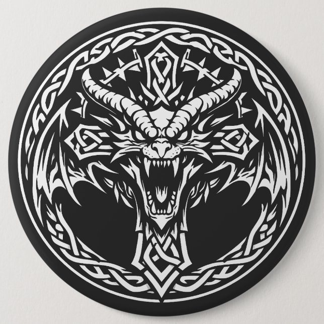 Badge Rond 15,2 Cm Emblème du dragon celtique par BurnsInHell (Devant)