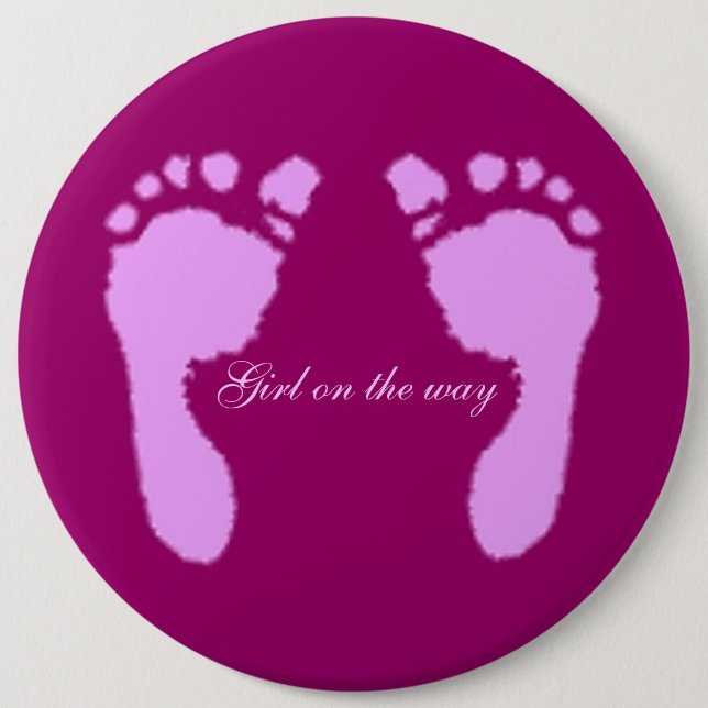 Badge Rond 15,2 Cm Empreintes bébé (Fille) (Devant)