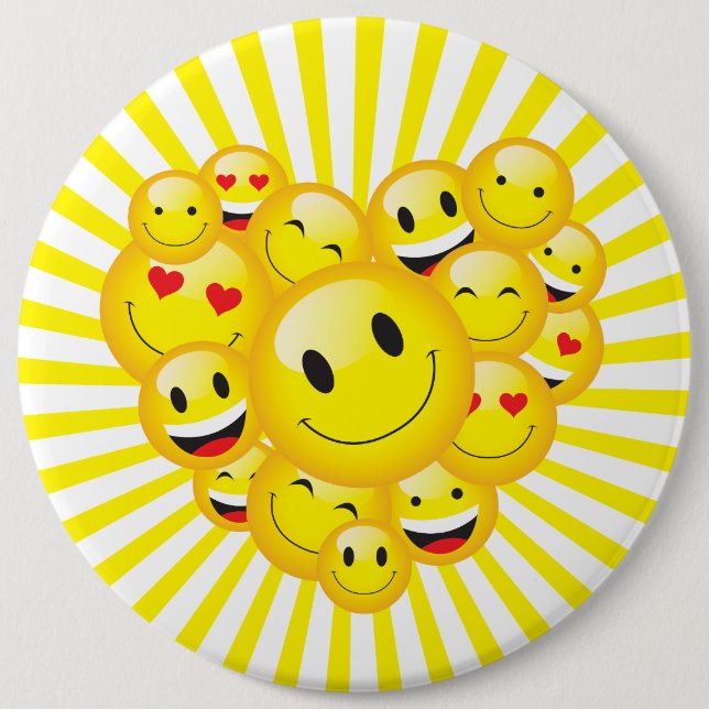 Badge Rond 15,2 Cm Encouragement Positivité Facteur De Sourire Soleil (Devant)