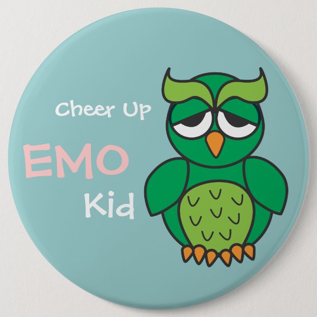 Badge Rond 15,2 Cm Encouragez le hibou d'enfant d'Emo (Devant)
