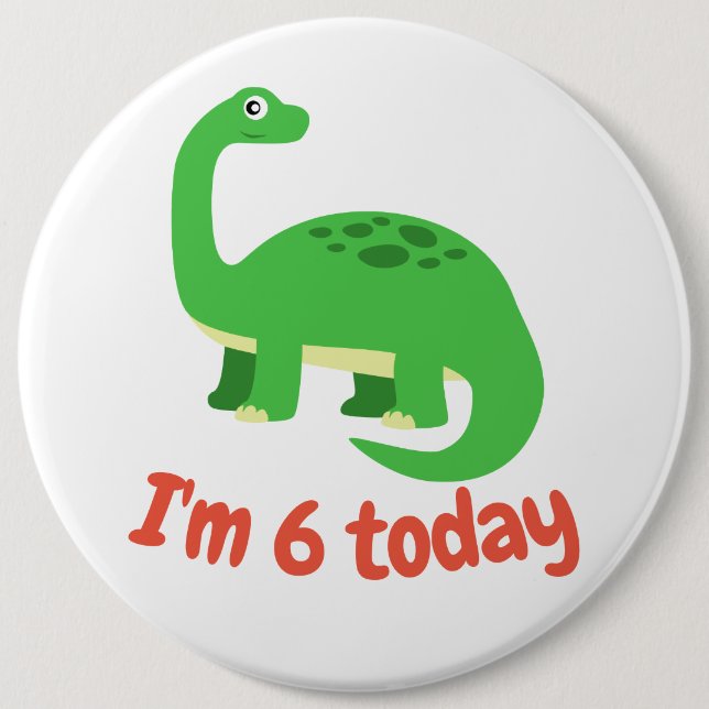 Badge Rond 15,2 Cm Enfants Diplodocus Dinosaur Anniversaire Nom perso (Devant)