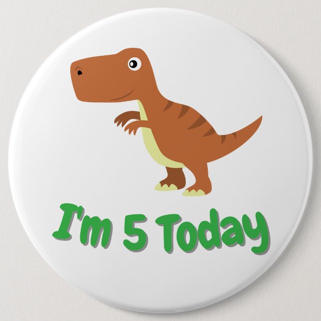 Badge Rond 15,2 Cm Enfants T-rex Dinosaur Anniversaire Nom personnali (Devant)